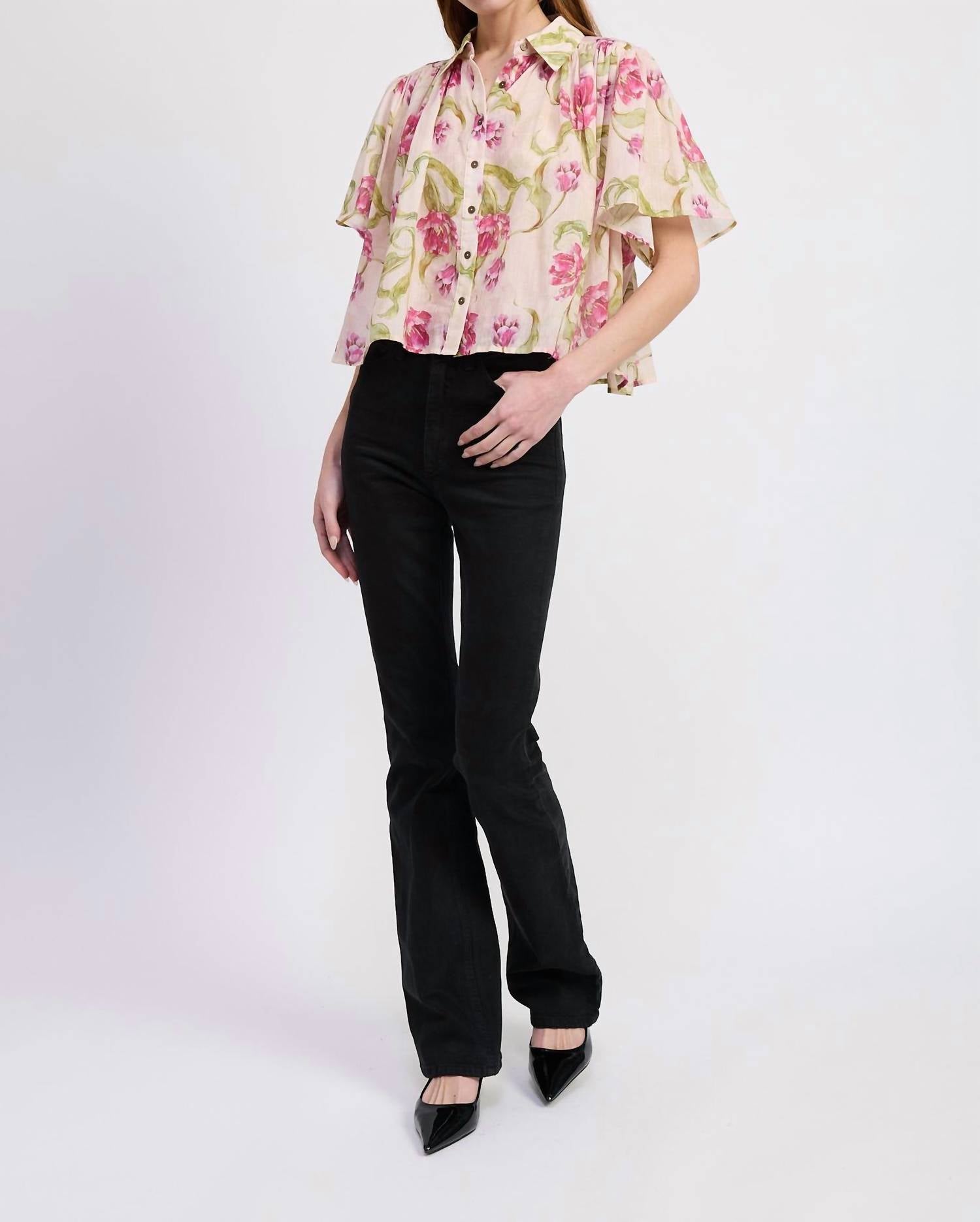 En Saison - Lois Button Front Swing Top