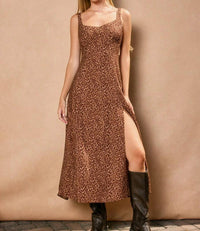 DRESS FORUM Empire Waist Mid Slit Dress in mocha mousse - women's dress