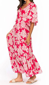Tolani - Ruffle Sleeve And Hemline Maxi Dress
