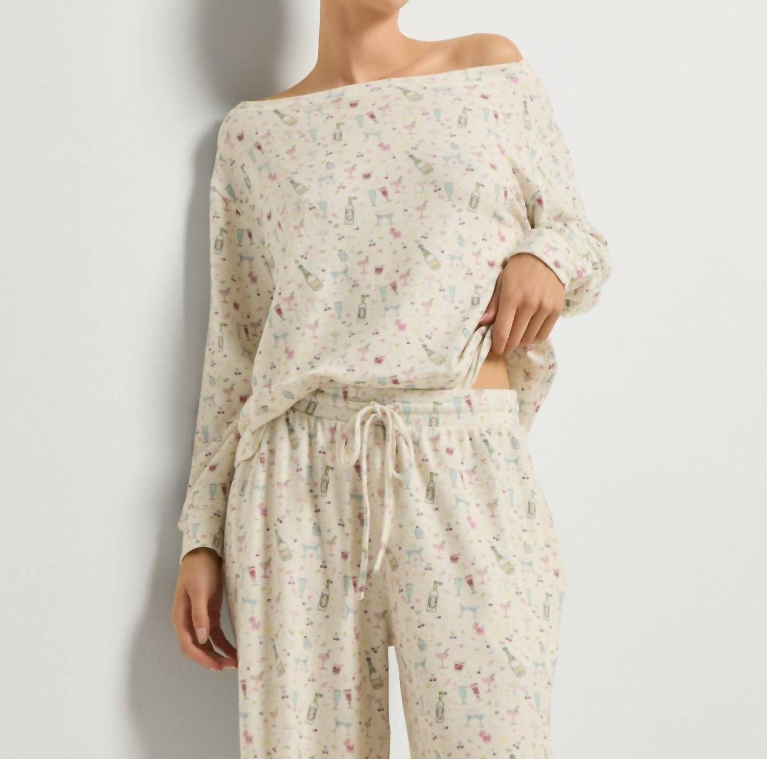 Seventy Eight and Sunny Tracy Sleep Set in off white multi - women's sleepwear - detail view