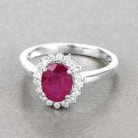 Diana M Jewels Women's Oval Natural Ruby Fashion Ring (1.64 Ct) - Classic in 14k white gold - women's jewelry - detail view