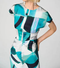 Joseph Ribkoff - Geometric Print Satin Midi Dress