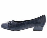 Ros Hommerson Women's Tawnie Leather Slip On Casual Shoe in navy - women's heels - detail view