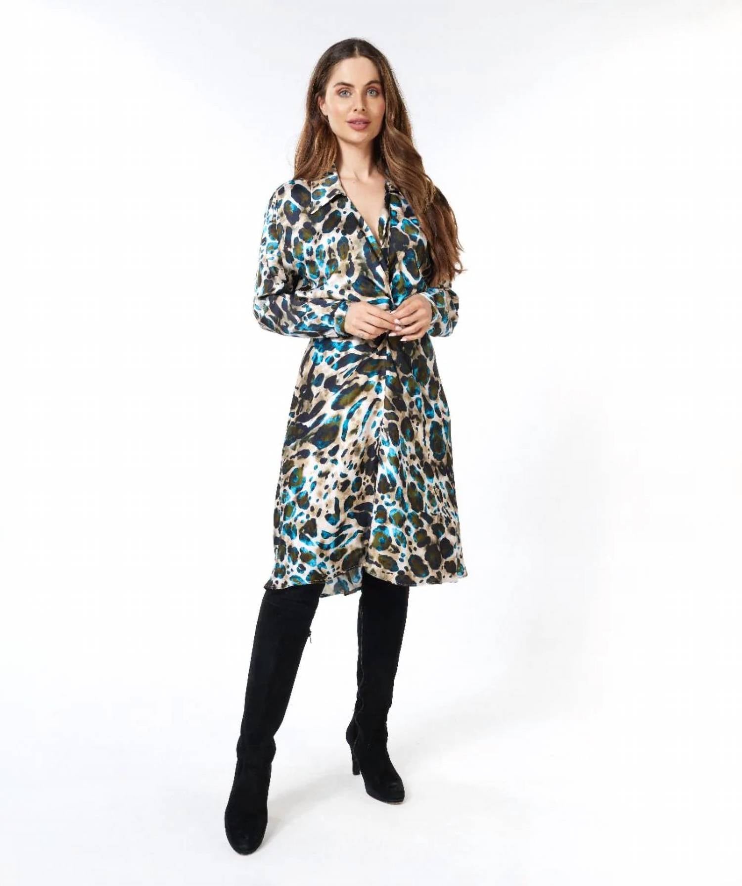 Esqualo - Astrid Animal Roots Twist Midi Dress