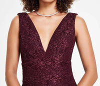 Siena Studio Floral Jacquard Plunge-neck Bodycon Mini Dress in purple - women's dress - view 4