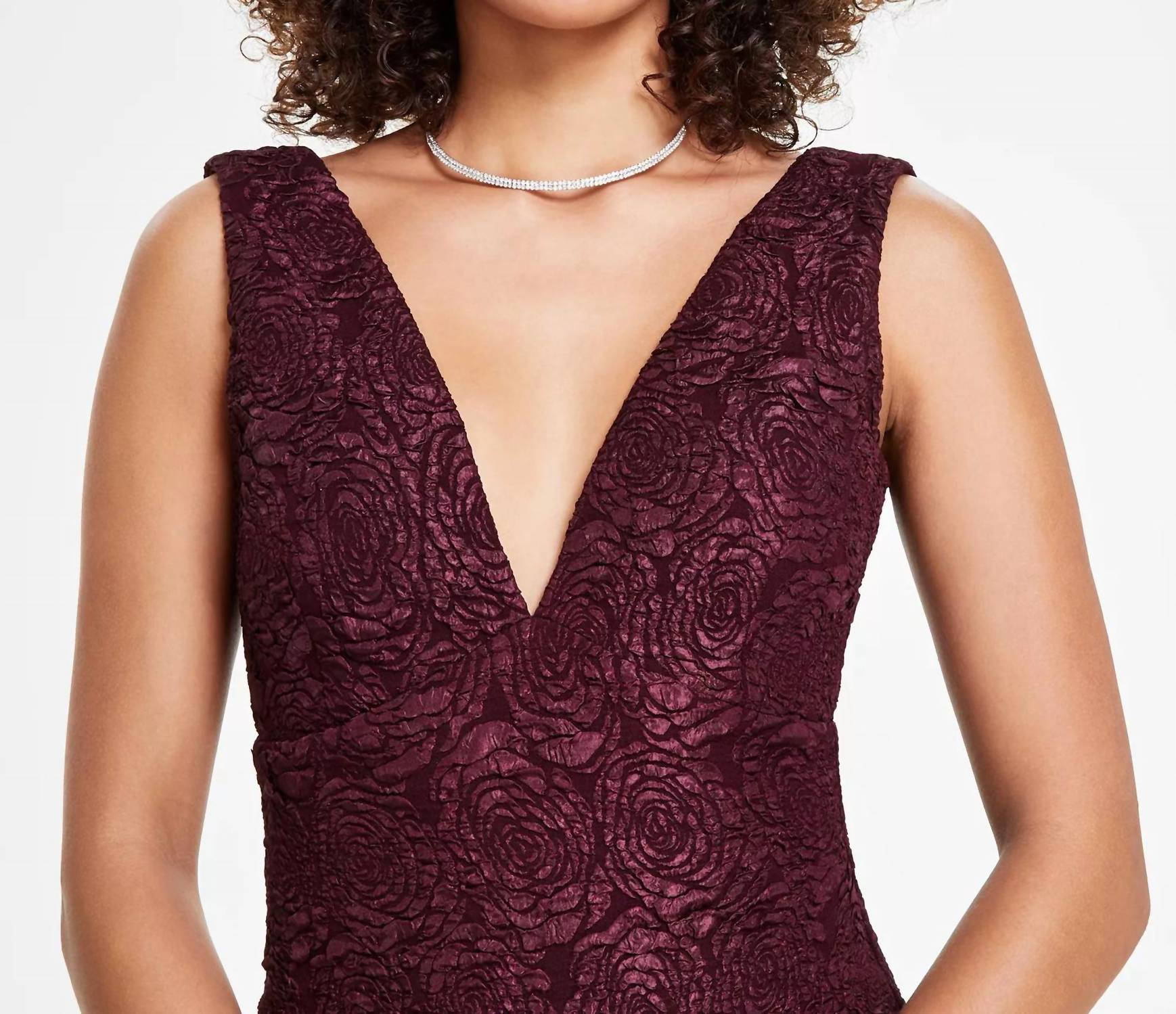 Siena Studio Floral Jacquard Plunge-neck Bodycon Mini Dress in purple - women's dress - view 4