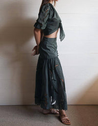 Uma And Leopold - Alya Embroidery Maxi Skirt