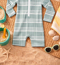 Emerson And Friends - Boy's Plaid One Piece Rash Guard Swimsuit