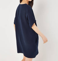 Apricot - Textured Cotton Oversized T-shirt Dress