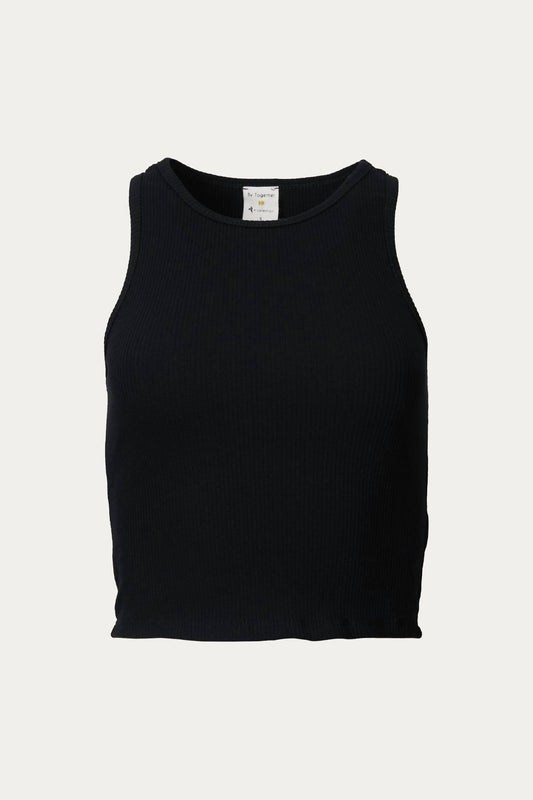 CROPPED RIBBED STRETCH-COTTON TOP