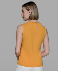 KARL LAGERFELD Bead-trim Sleeveless Tank Top in persimmon - women's tank top - alternate view