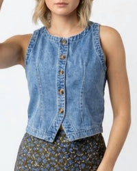Mikarose - Tailored Button-front Denim Vest