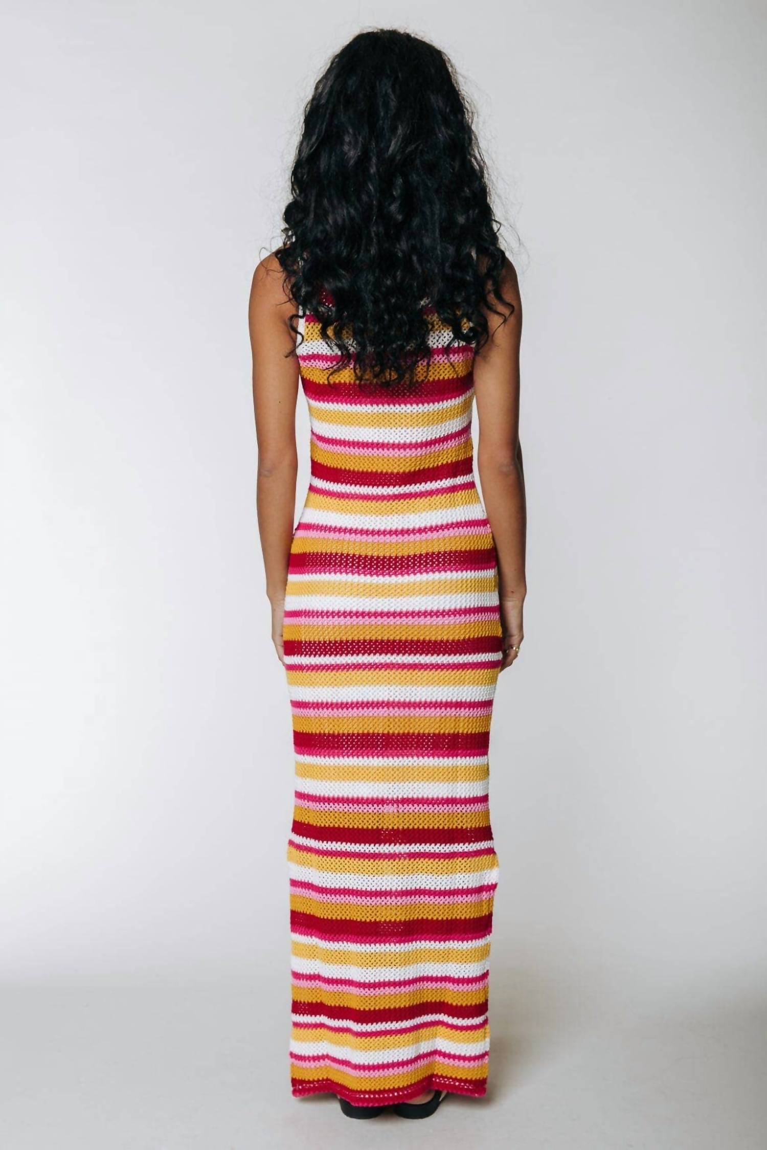 Colourful Rebel - Summer Sunset Crochet Knit Tank Dress