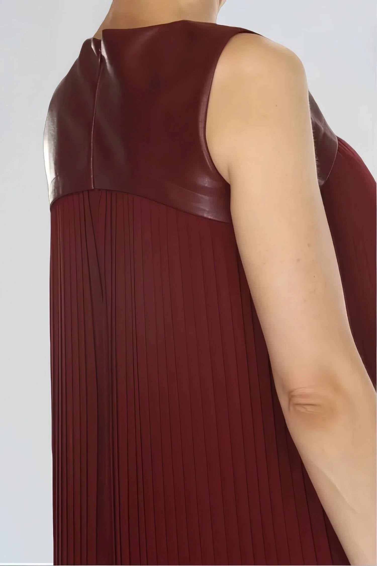 Joseph Ribkoff - Pleated Faux Leather Trapeze Mini Dress