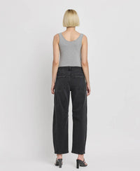 FLYING MONKEY High Rise Barrel Jeans in rebel black - women's jeans - detail view
