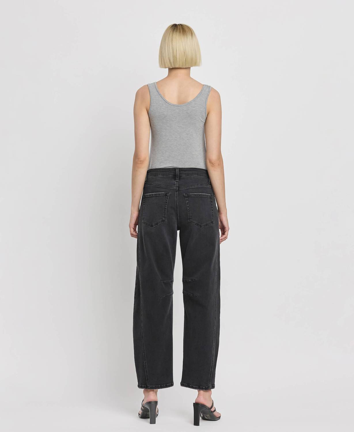 FLYING MONKEY High Rise Barrel Jeans in rebel black - women's jeans - detail view