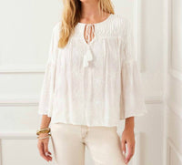 Karen Kane - Flare Sleeve Embroidered Pintuck Detail Top