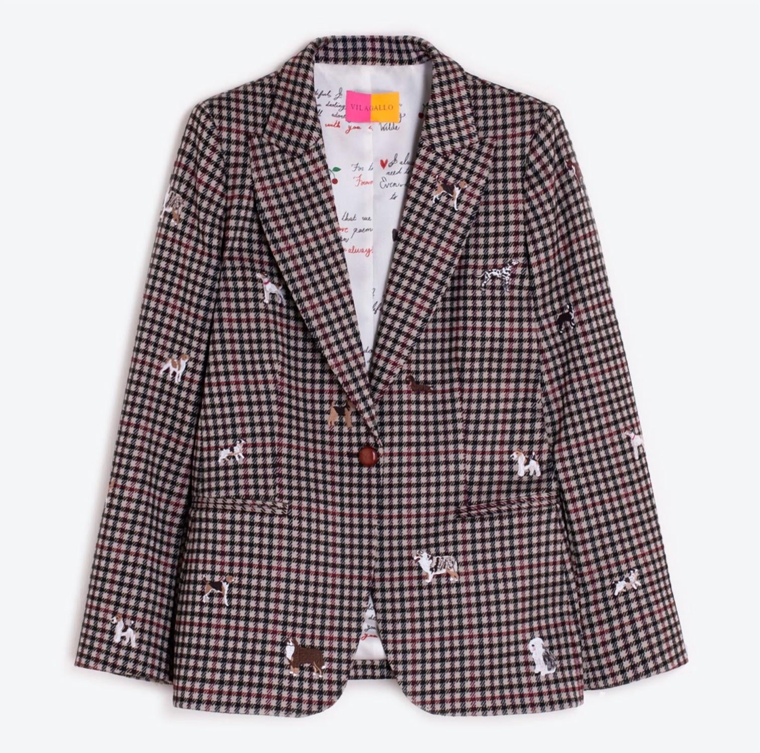 Vilagallo - Heather Plaid Jacket With Embroidery