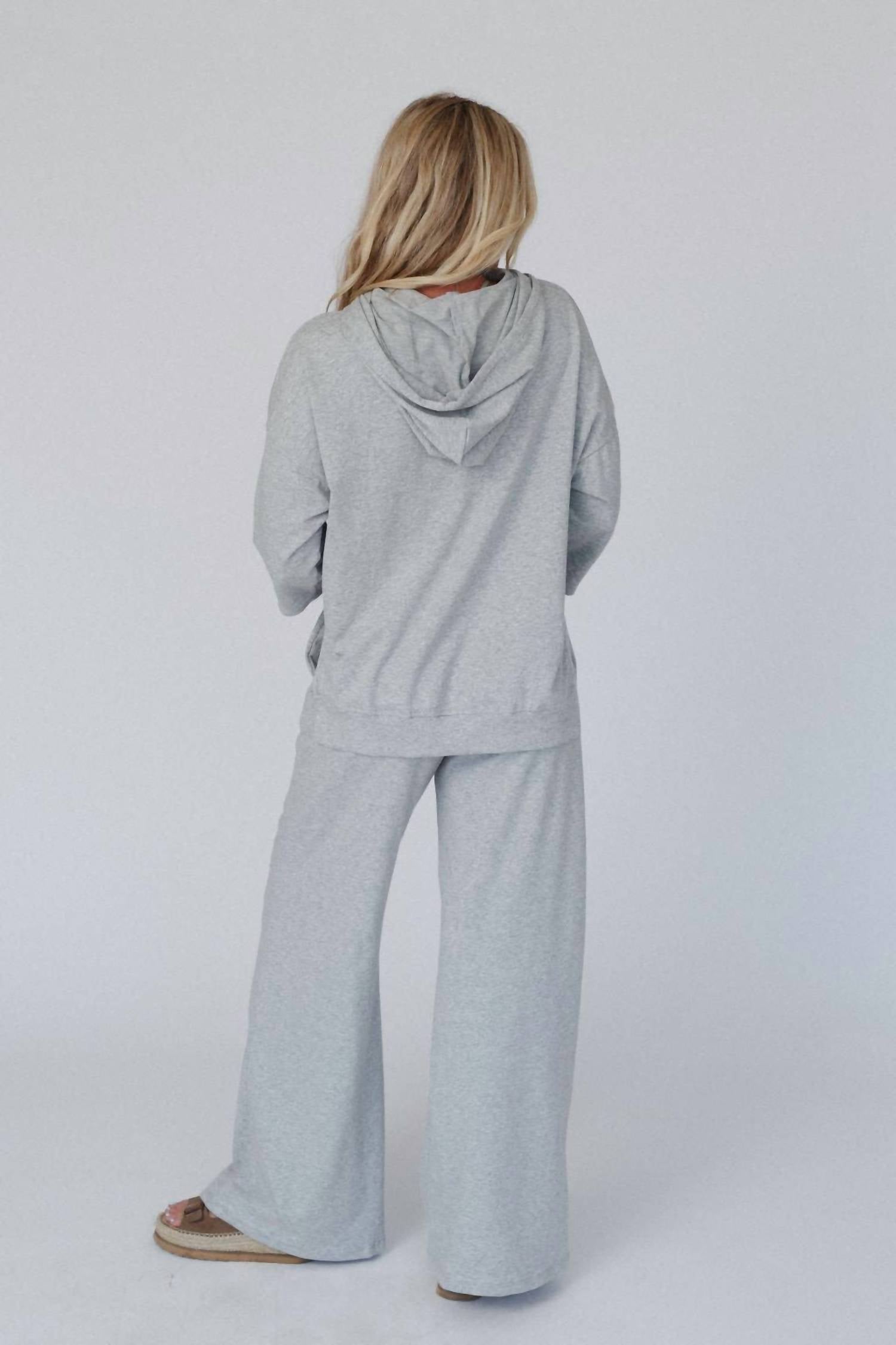 three bird nest Arianna Top And Pant Set in heather gray - women's sleepwear - detail view