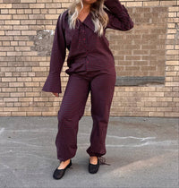 Things Between Sylvette Checkered Pants in burgundy - women's pants - alternate view