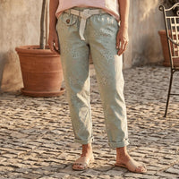 Made In Italy - Softly Floral Tulip Cut Italian Magic Pants