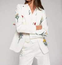 Vilagallo Embroidered Flowers Jacket in white - women's jacket