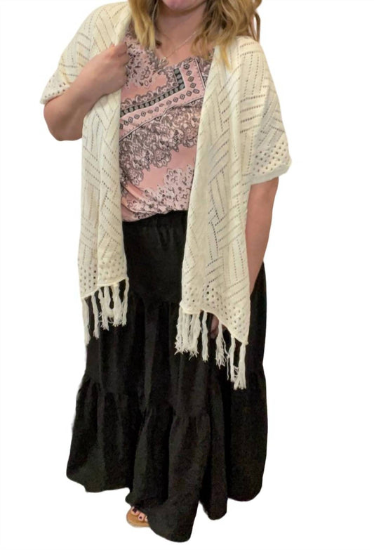 Ee:Some - Fringed Crossed Shawl Cardigan