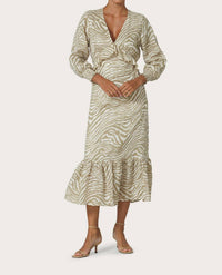 LUSANA Rose Linen Dress in macan - women's dress