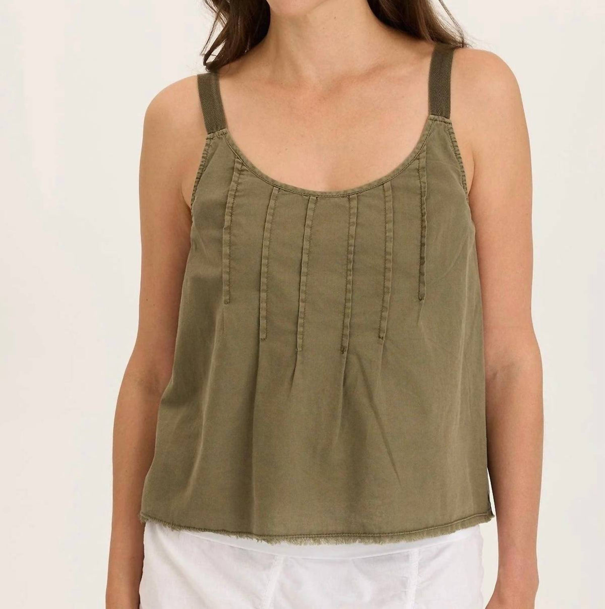 XCVI Shawnee Linen Billowy Tank Top in ripple pigment - women's tank top - detail view