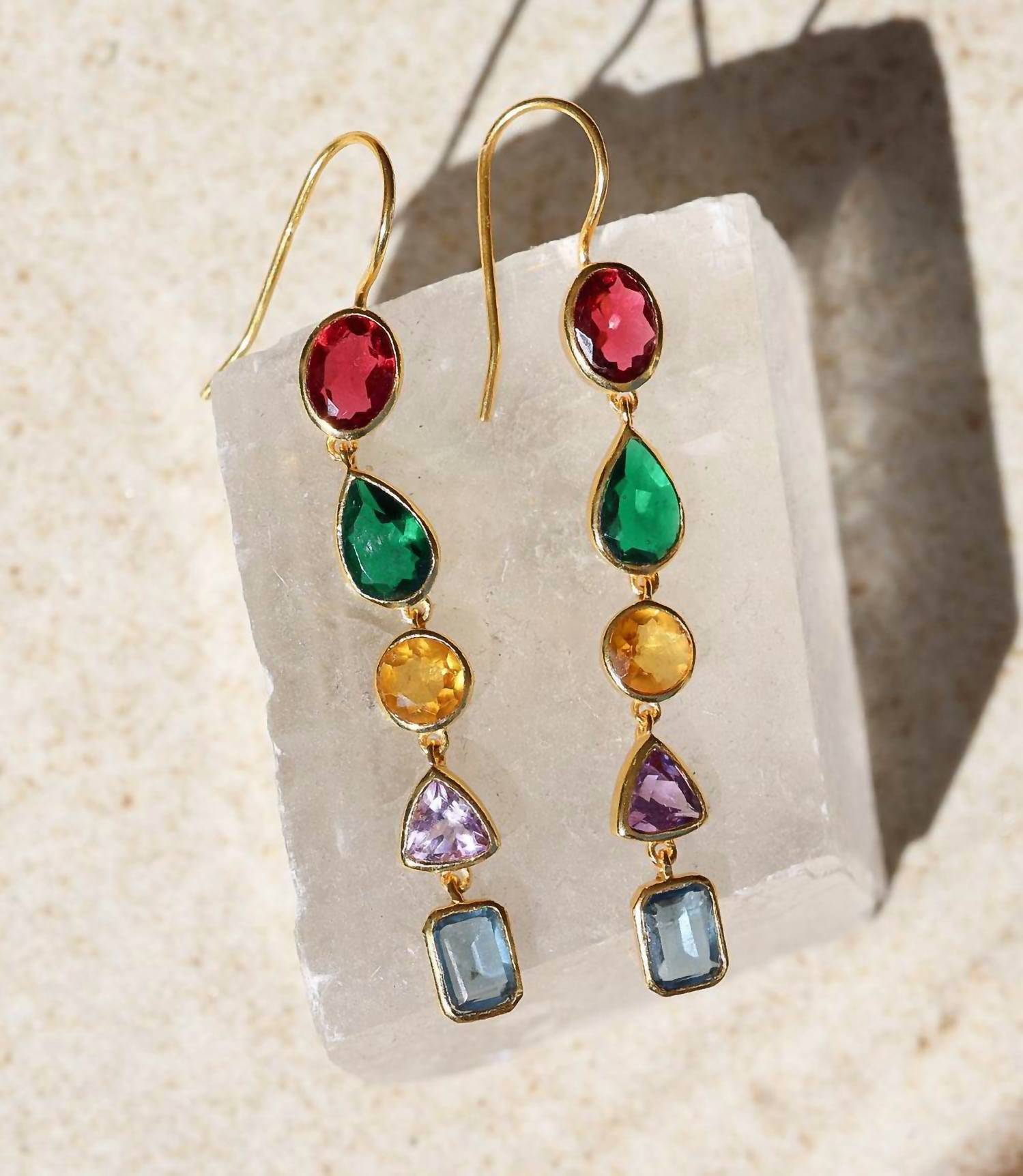 SCHMUCKOO Women's Mixed Gemstone Dangle Earrings in multi - women's jewelry - alternate view