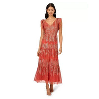 Adrianna Papell - Women's Beaded Mesh Tiered Dress