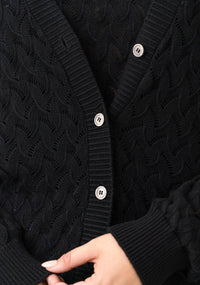 Minnie Rose - Cotton Cashmere Pointelle Cardigan - Plus