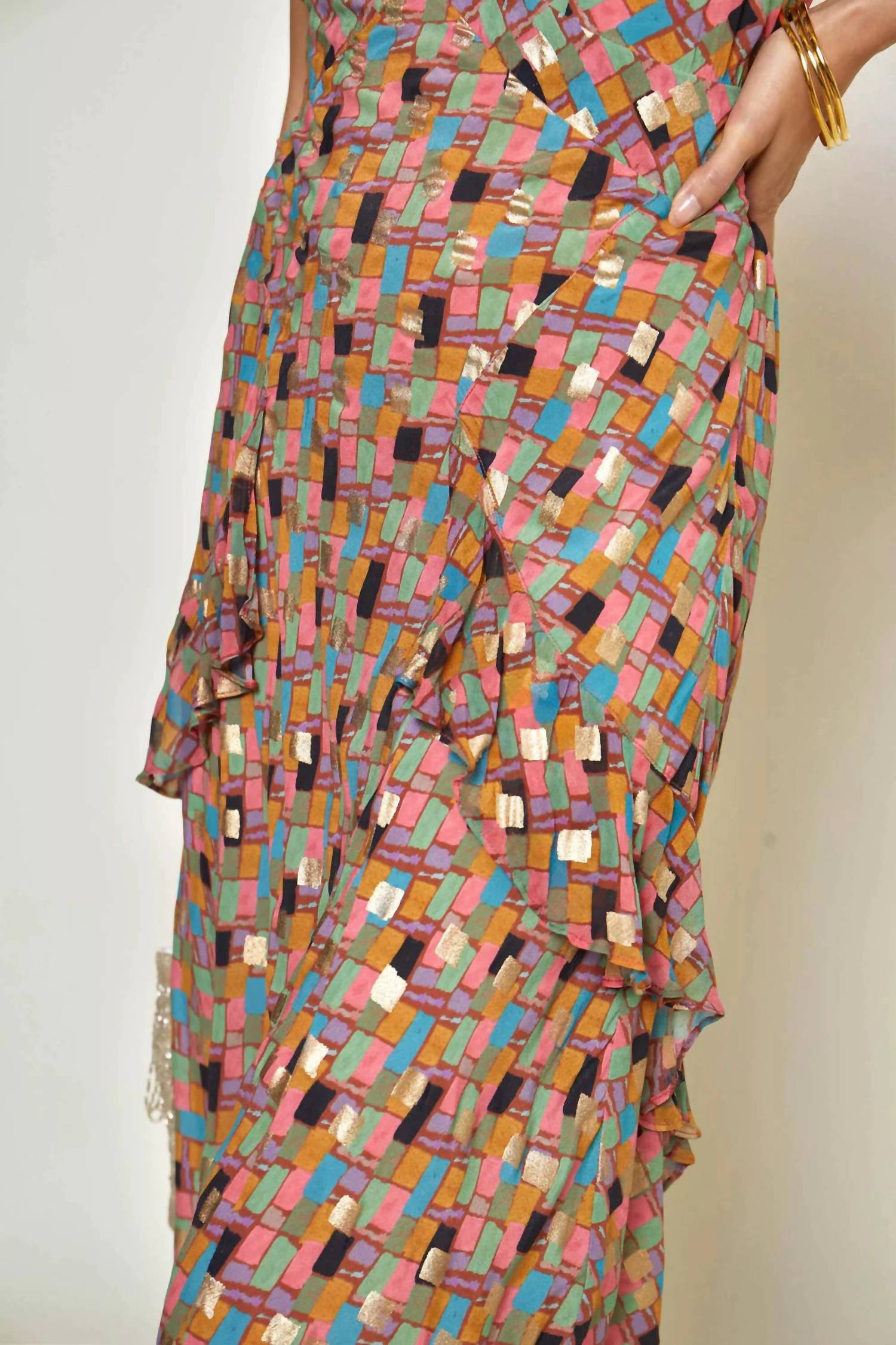 RIXO Women's Evie Dress in klimt stamp foil dahlia - women's dress - view 4