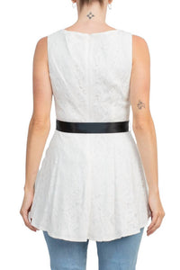 Adrianna Papell - Tie Waist High Low Hem Lace Top