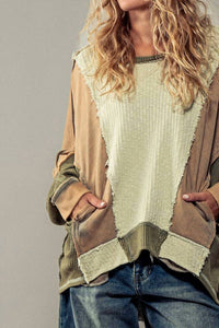 Urban Daizy - Textured Puzzle Crewneck Sweatshirt