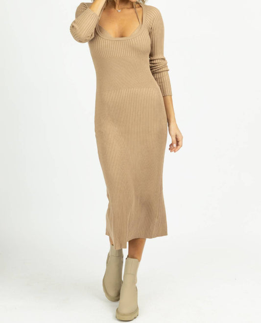 KNIT LAYERED BRA MIDI DRESS SET