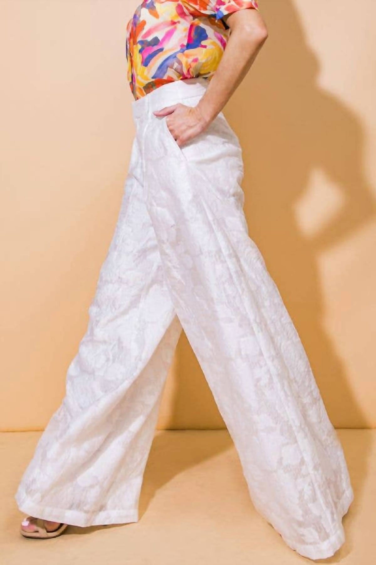 Flying Tomato - Textured Wide Leg Woven Pants