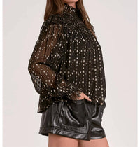 Elan - Long Sleeve Mock Neck Blouse