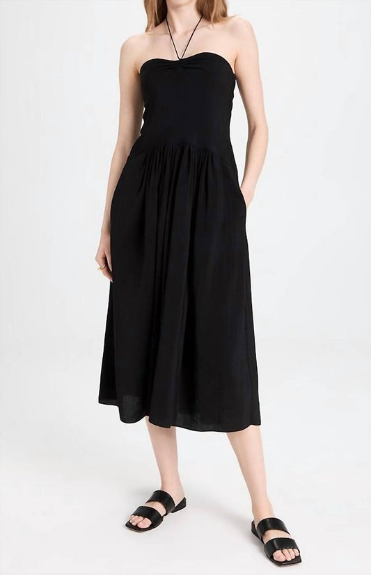 Ruched Halter Neck Midi Dress