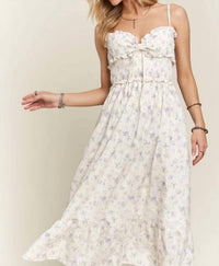 Kld. Signature - Floral Print Smocking Detail Midi Dress