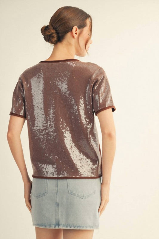 Jodifl - Tiny Sequins Covered Sweater Top