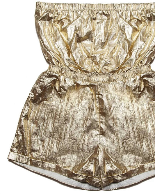 Mia - Girls Metallic Tube Romper