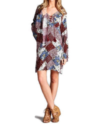 Velzera - Floral Patchwork Print Mini Dress