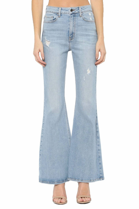 Cello - High Rise Distressed Super Flare Jeans