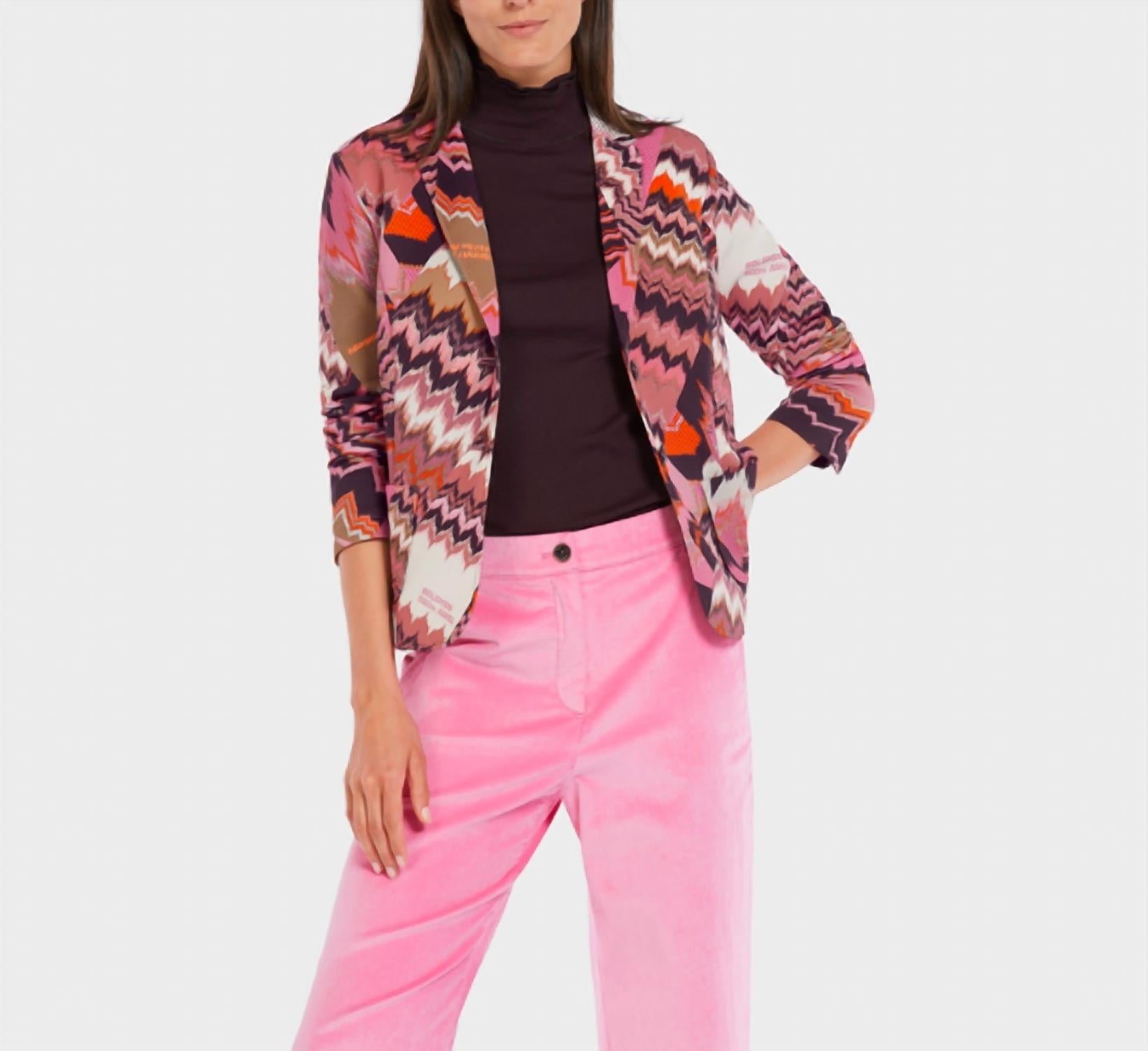 Marc Cain Mountain Air Printed Blazer in bright orchid - women's jacket - alternate view