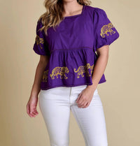 Stewart Simmons - The Puff Sleeve Peplum Top Lsu