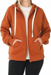 Zenana - Zuri Zip Front Hoodie