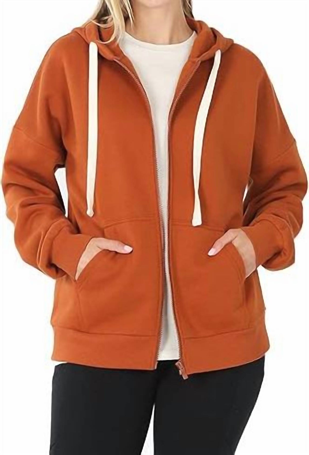 Zenana - Zuri Zip Front Hoodie