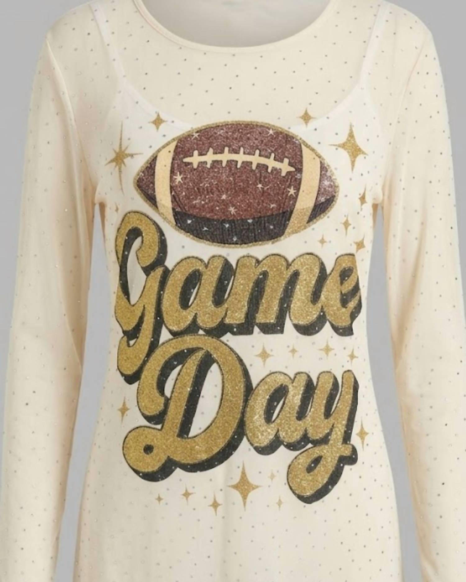 Origami Women's Oh My Mesh Top in gold gameday - women's long sleeve top - detail view