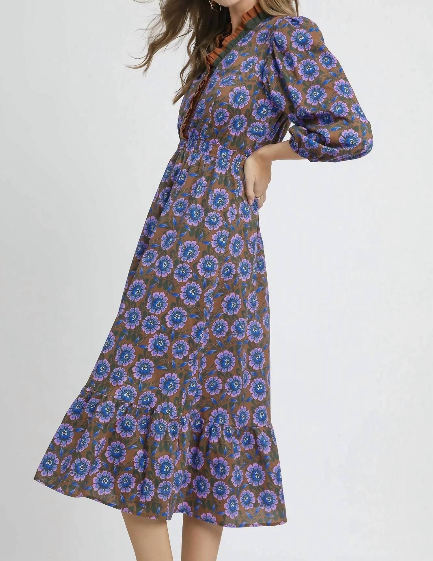 Umgee - Vibrant Floral Midi Dress